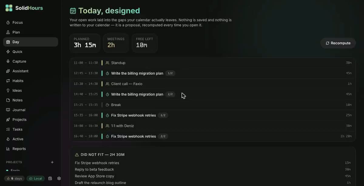 The day, designed around real meetings