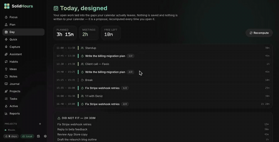 The day, designed around real meetings
